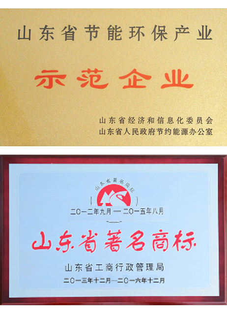 山東省節能示范企業、著名商標